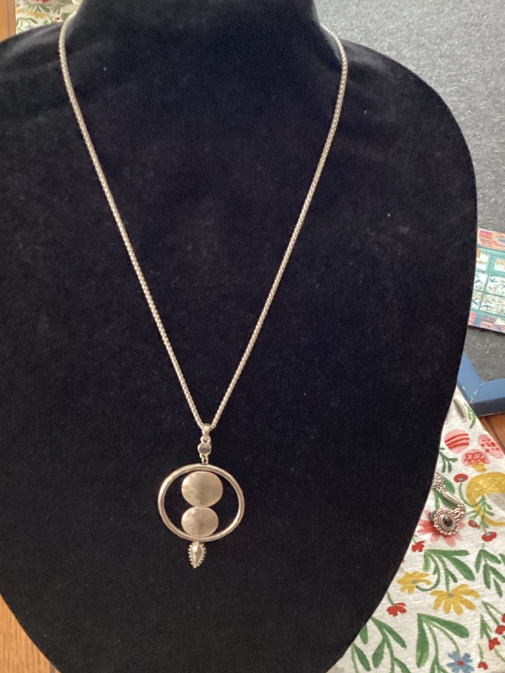 Lucky Brand Silver Double Disc Circle Pendant Necklace